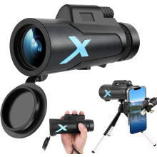 12X50 High Power Monocular Telescope, Small Monocular Telescope High Power, for Smartphone Holder(Black)
