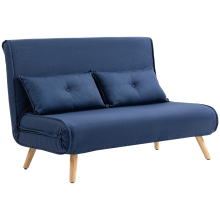 HOMCOM Click Clack Sofa Bed, 2 Seater Bed Settee for Living Room, Dark Blue