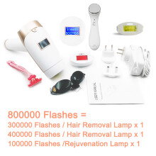 Laser Epilator 21J 2in1, utbytbar lampa, föryngring, permanent smärtfri IPL hårföryngring