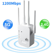 WiFi Repeater Booster 2,4G/5GHz Wi-Fi Signalförstärkare Extender Router Nätverkskort, 1200Mbps