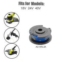 6-pack ersättningsspolar lämpliga för Ryobi One+ Ac14rl3a sladdlösa trimmers,