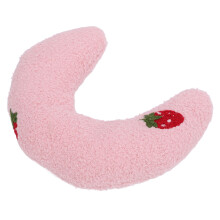 Hundekissen in U-Form, bequem, plüschig und flauschig, halbdonutförmig, Hundeknöchel-Kopfkissen für Zuhause, Pink + Erdbeer-Muster