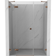 Mexen Lunar drzwi prysznicowe uchylne lewe 150 cm, transparent, różowe złoto - 834S-150-050-60-00-L