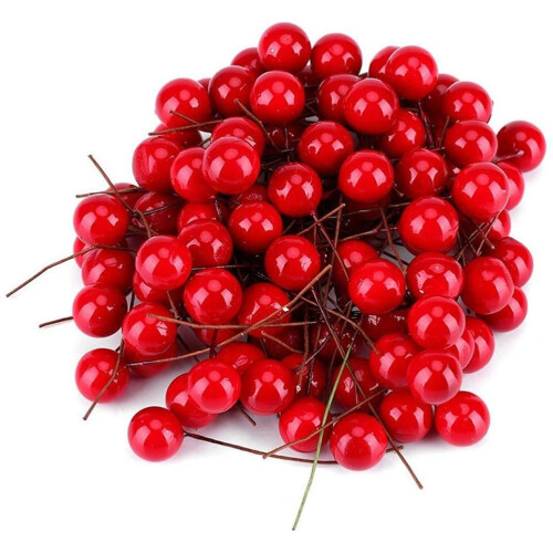 100Pcs Artificial Holly Berries 10mm Plastic