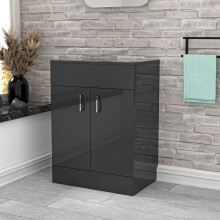 Nes Home 600mm Vanity Unit Cabinet With Worktop Dark Grey