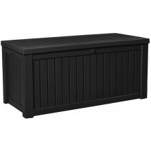 Centurion Supports TUNGSTEN 450 Litre 119 Gallon Waterproof Extra Large Lockable Easy-Open Garden Storage Box in Black