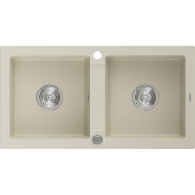 Mexen Mario zlewozmywak granitowy 2-komorowy 820 x 436 mm, beżowy, syfon chrom - 6504822000-69