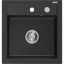 Mexen Vito chiuvetă de granit cu 1 compartiment 520 x 490 mm, Neagră/Argintiu metalic - 6503521000-73