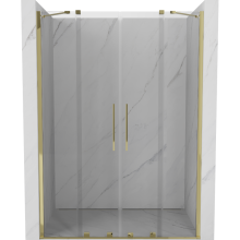 Mexen Velar Duo drzwi prysznicowe rozsuwane 150 cm, transparent, złote - 871-150-000-02-50