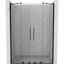 Mexen Velar Duo posúvacie sprchové dvere 140 cm, Priehľadné, Čierne - 871-140-000-02-70