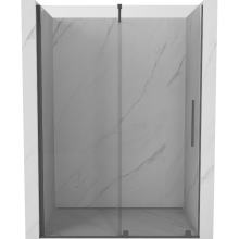 Mexen Velar posúvacie sprchové dvere 150 cm, Priehľadné, gun gray kefovaný - 871-150-000-01-66