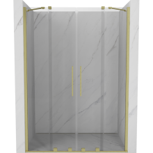 Mexen Velar Duo ușă de duș culisantă 150 cm, transparent, auriu cu aspect periat - 871-150-000-02-55