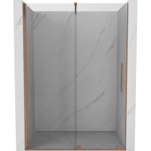 Mexen Velar drzwi prysznicowe rozsuwane 150 cm, transparent, miedź szczotkowana - 871-150-000-01-65