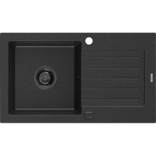 Chiuvetă de granit Mexen Pablo 1-cu o cuvă cu scurgător 752 x 436 mm, negru/argintiu metalizat, sifon negru - 6510751010-73-B