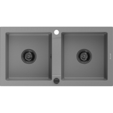 Mexen Mario Chiuvetă de granit cu 2 compartimente 820 x 436 mm, gri, sifon Neagră - 6504822000-71-B