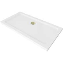 Mexen Flat obdélníková vanička do sprchového koutu slim 120 x 70 cm, Bílá, sifon Zlatá - 40107012G
