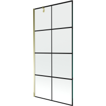 Mexen Next vanová zástěna 1 křídlo 90 x 150 cm, Černý vzor, Zlatá - 895-090-000-00-77-50