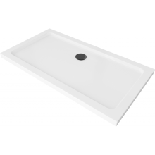 Mexen Flat brodzik prostokątny slim 140 x 70 cm, biały, syfon czarny - 40107014B