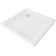 Mexen Flat čtvercová vanička do sprchového kout slim 80 x 80 cm, Bílá, sifon Chromovaná - 40108080