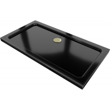 Mexen Flat brodzik prostokątny slim 140 x 70 cm, czarny, syfon złoty - 40707014G
