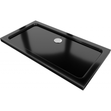 Mexen Flat brodzik prostokątny slim 140 x 70 cm, czarny, syfon chrom - 40707014