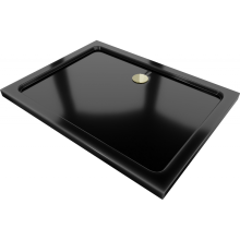 Mexen Flat brodzik prostokątny slim 140 x 90 cm, czarny, syfon złoty - 40709014G