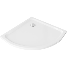 Mexen Flat brodzik półokrągły slim 80 x 80 cm, biały, syfon chrom - 41108080
