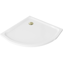 Mexen Flat brodzik półokrągły slim 80 x 80 cm, biały, syfon złoty - 41108080G