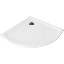 Mexen Flat brodzik półokrągły slim 90 x 90 cm, biały, syfon czarny - 41109090B