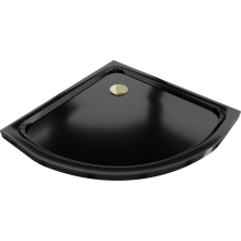 Mexen Flat polokrouhlý slim 70 x 70 cm, černý, sifon zlatý - 41707070G