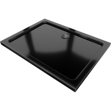 Mexen Flat brodzik prostokątny slim 90 x 80 cm, czarny, syfon czarny - 40708090B
