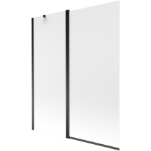 Mexen Flip vanová zástěna 1 křídlo 140 x 150 cm, Vzor jinovatky, Černá - 894-140-101-70-30