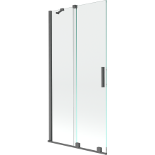 Mexen Velar paravan cadă 2-aripi culisant 95 x 150 cm, transparent, gun gray cu aspect periat - 896-095-000-01-66