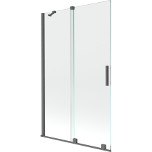 Mexen Velar paravan cadă 2-aripi culisant 110 x 150 cm, transparent, gun gray cu aspect periat - 896-110-000-01-66