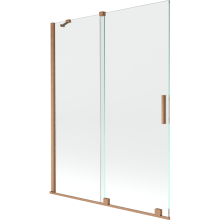 Mexen Velar vanová zástěna dvoukřídlá posuvná 130 x 150 cm, transparentní, kartáčovaná měď - 896-130-000-01-65