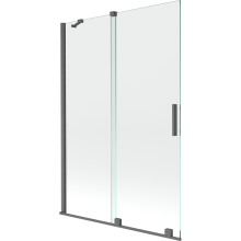 Mexen Velar paravan cadă 2-aripi culisant 120 x 150 cm, transparent, gun gray cu aspect periat - 896-120-000-01-66