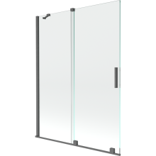Mexen Velar paravan cadă 2-aripi culisant 130 x 150 cm, transparent, gun gray cu aspect periat - 896-130-000-01-66