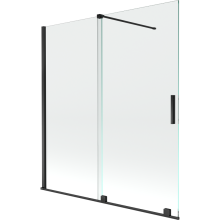 Mexen Velar vanová zástěna 2dílná posuvná 150 x 150 cm, transparentní, černá - 896-150-000-01-70