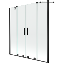 Mexen Velar Duo paravan cadă 2-aripi culisant 150 x 150 cm, transparent, Neagră - 896-150-000-02-70