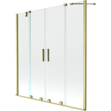 Mexen Velar Duo paravan cadă 2-aripi culisant 160 x 150 cm, transparent, auriu cu aspect periat - 896-160-000-02-55