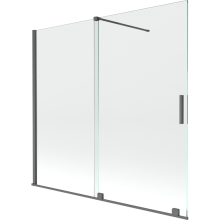 Mexen Velar paravan cadă 2-aripi culisant 170 x 160 cm, transparent, gun gray cu aspect periat - 896-170-000-01-66