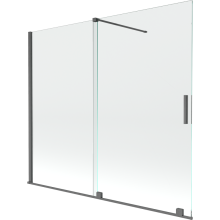 Mexen Velar paravan cadă 2-aripi culisant 180 x 160 cm, transparent, gun gray cu aspect periat - 896-180-000-01-66