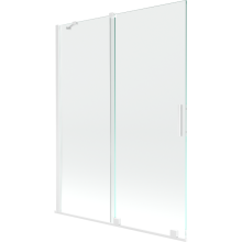 Mexen Velar paravan cadă 2-aripi culisant 130 x 150 cm, transparent, Albă - 896-130-000-01-20