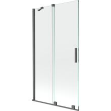 Mexen Velar paravan cadă 2-aripi culisant 100 x 150 cm, transparent, gun gray cu aspect periat - 896-100-000-01-66