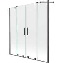 Mexen Velar Duo paravan cadă 2-aripi culisant 160 x 150 cm, transparent, gun gray cu aspect periat - 896-160-000-02-66
