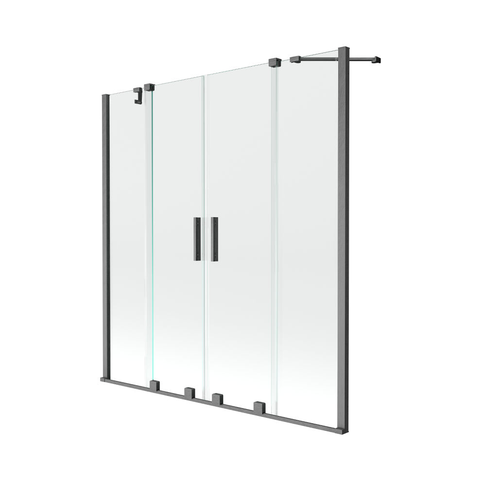 Mexen Velar Duo Vanová ZáStěNa 2DíLná Posuvná 160 X 150 Cm, Transparentní, Gun Gray KartáčOvaný - 896-160-000-02-66-image