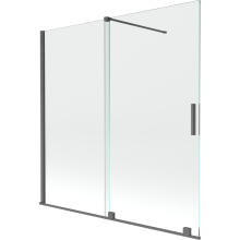 Mexen Velar koupelnový paravan 2-křídlý posuvný 160 x 150 cm, transparentní, kartáčovaná zbraň šedá - 896-160-000-01-66