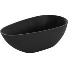 Mexen Palermo cadă freestanding din conglomerat 150 x 78 cm, negru mat - 57211507870
