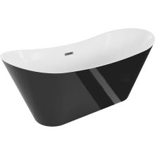 Mexen Celia cada freestanding 170 x 75 cm, alb/negru, scurgere gri închis periat - 52331707575-66