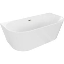 Cana Ovală Mexen freestanding de perete 150 x 75 cm, alb, cu preaplin din nichel periat - 52671507500-97